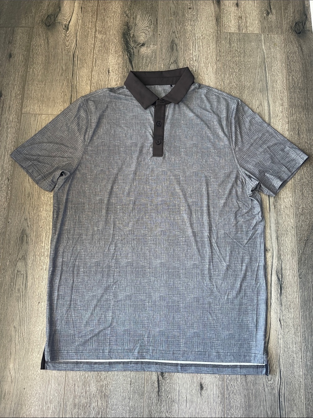 Men's Heather Gray Polo with Dark Contrast Collar